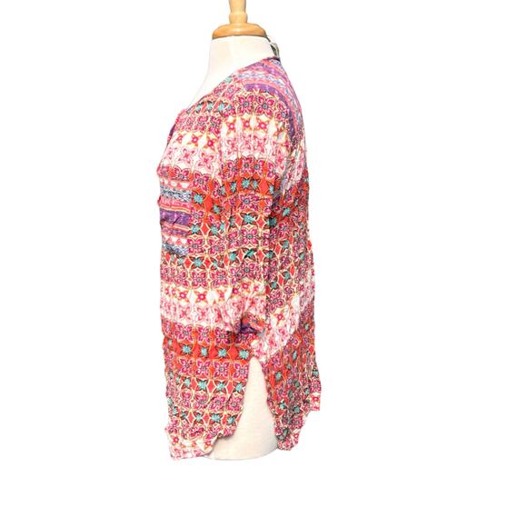 Anthropologie Fig and Flower Women's Tunic Blouse Dress Size 1X Geometric Hi Low - Picture 2 of 11